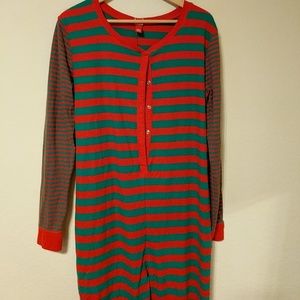 Red and green one piece thermal pajamas onesie